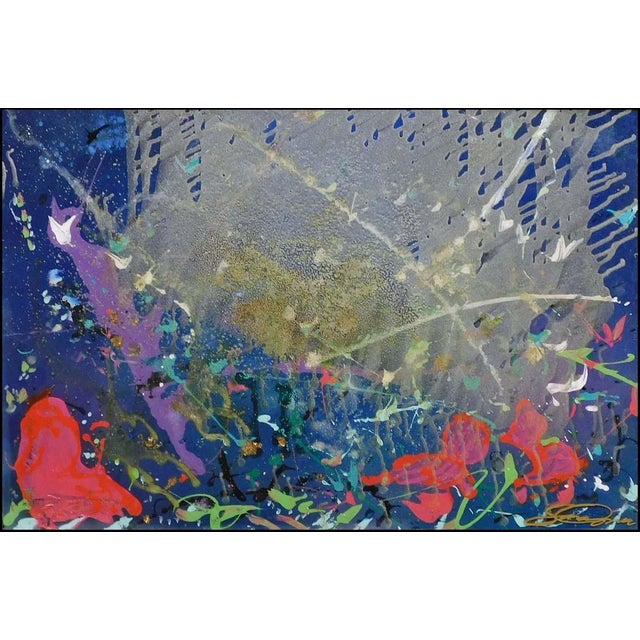 "Spring Shower" framed Abstract Acrylic on Panel by Sara Conca Hand signed by the artist Condition: Mint Art Size: 21.5"x...