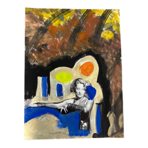 Marlene Dietrich, 1930’s Collage/Painting by Erik Sulander on Paper, Signed.