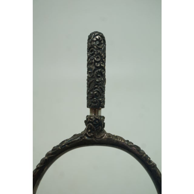 Late 19th Century Antique Repousse Sterling Silver Equestrian Horse Screw Clamp Spur 55g 5" For Sale - Image 5 of 11