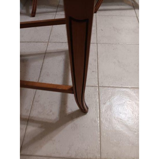 Tan Three 1970s Wooden Counter-Height Stools With Striped Upholstered Seats and Backrests For Sale - Image 8 of 8