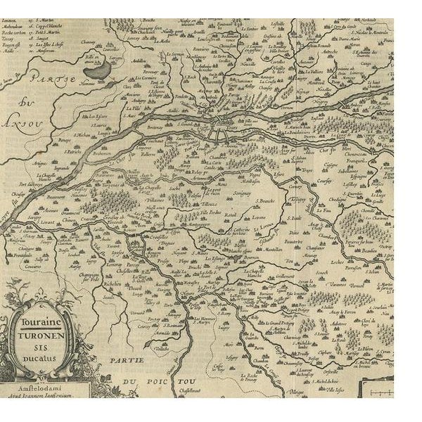 Antique Map of the Region of Touraine by Janssonius, 1650 For Sale - Image 3 of 5
