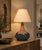 Hanne Stentøj, Danish Mid-Century Modern, Large Brutalist Table Lamp, Blue Stoneware, Denmark, 1979 A large and brutalist...