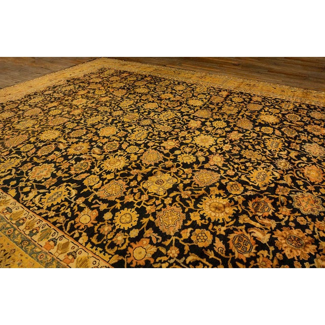 1890s Blue Traditional Geometric Antique Knotted Wool Persian Malayer Gallery Rug For Sale - Image 11 of 11