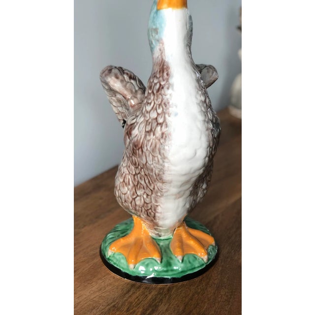 Bordallo Pinheiro Vintage Bordallo Pinheiro Large Mallard Duck Ewer For Sale - Image 4 of 12