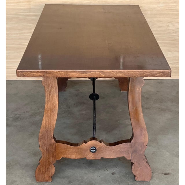 20th Dining or Console Table of Walnut with Lyre Legs and Heavy Top, Spain For Sale In Miami - Image 6 of 18