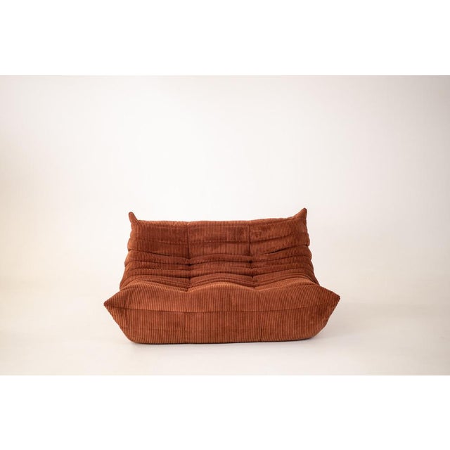 Brown Togo Living Room Set in Velvet Blue by Michel Ducaroy for Ligne Roset, 1979, Set of 5 For Sale - Image 8 of 14