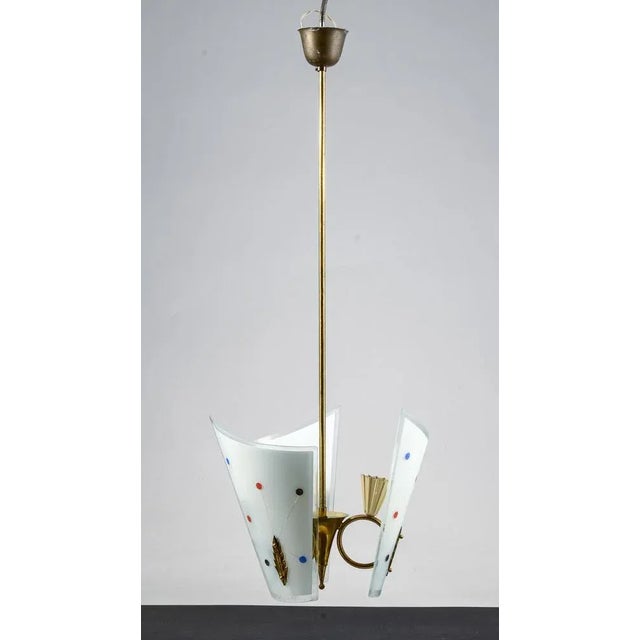 Trel lights Deco Chandelier with decorated glass and vintage brass details 32 x h 84 Category Category Chandeliers Decò...