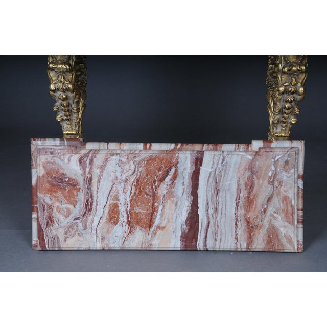 20th Century Wall Console Gilded with Marble Model in the style of F. Linke For Sale - Image 18 of 18