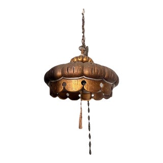 Mid 20th Century 4 Light Large Pendant Lamp With Pull Chain For Sale