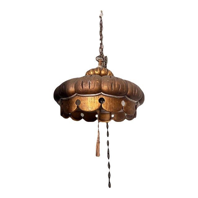 Mid 20th Century 4 Light Large Pendant Lamp With Pull Chain For Sale