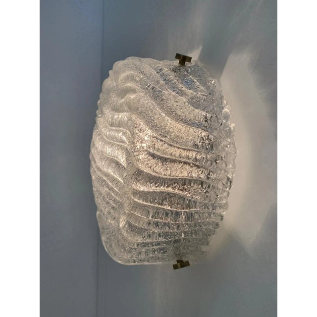 Mid-Century Ice Glass Flush Mount or Wall Light, Germany, 1960s For Sale - Image 12 of 18