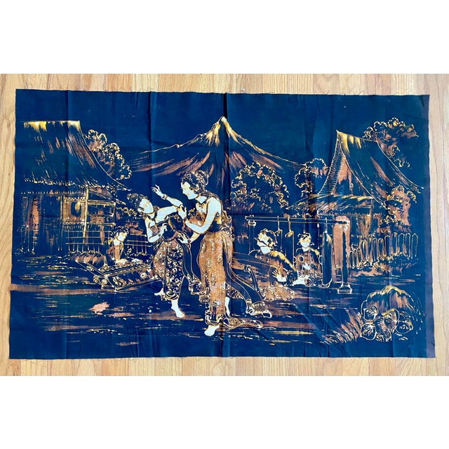 1950s Ethnic Batik Wax Print Oriental Indian Wall Hanging For Sale - Image 5 of 5