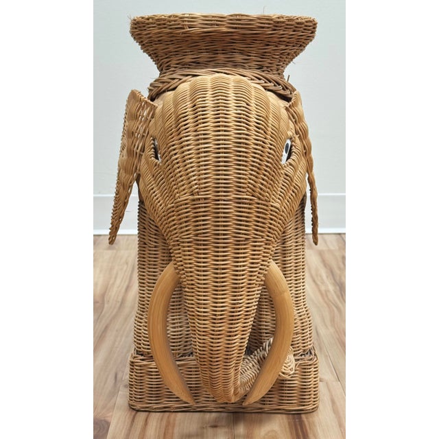 Vintage Wicker Elephant Stool or Plant Stand For Sale In Kansas City - Image 6 of 11