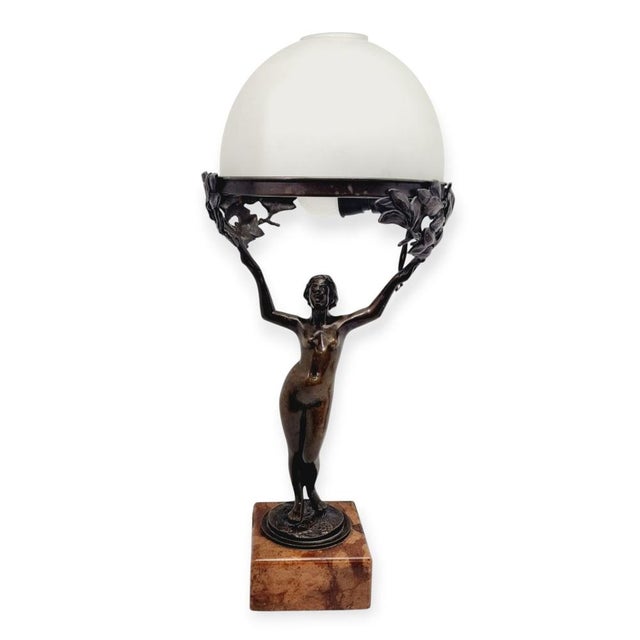 Art Nouveau Bronze and Glass Table Lamp, 1920s For Sale - Image 17 of 17