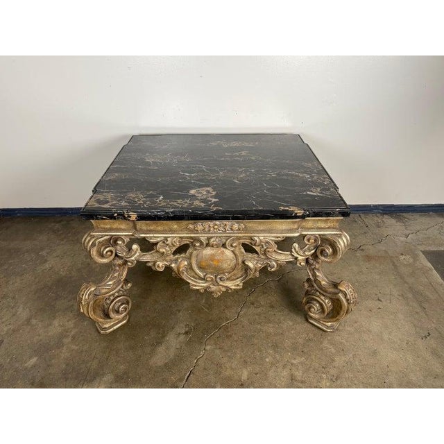 Hollywood Regency Giltwood and Ebonized Marble Coffee Table by Brustlin Workshop, Los Angeles For Sale - Image 3 of 13