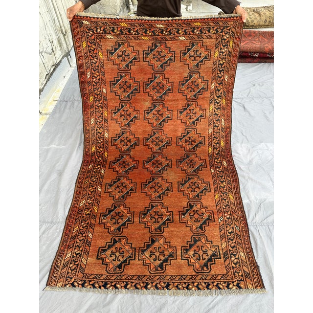 Textile Rust Jowal Gul Hand-Knotted Wool Rug - 6'3" X 3'11" For Sale - Image 7 of 11