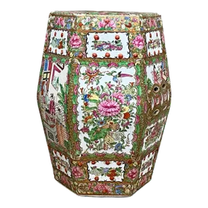 Mid-Century Chinese Export Style Famille Rose Garden Seat / Side Table