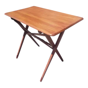 Mid-Century Stained Maple Adjustable Height Folding Tray Table