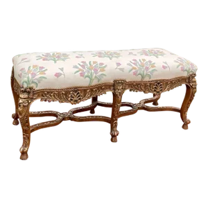 French Louis XIV Style Giltwood Carved Window Bench 19th Century.