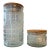 Two Glass Canisters Wood Tops For Sale