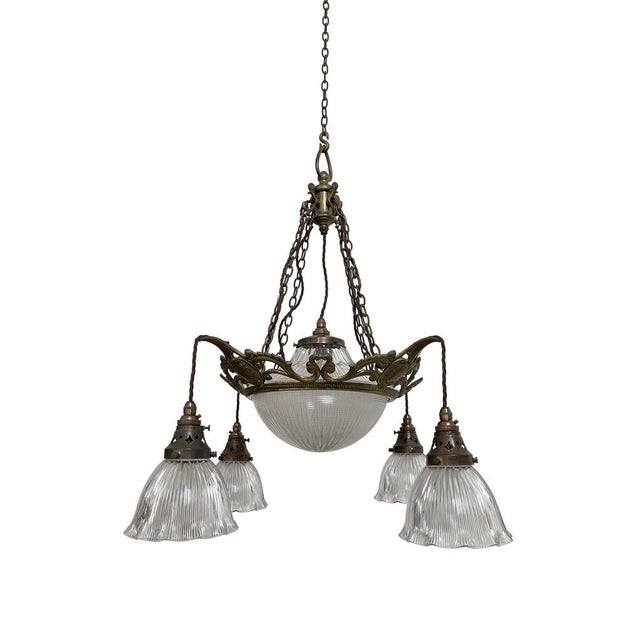 Antique Glass Stiletto Chandelier from Holophane, 1890s For Sale - Image 6 of 6