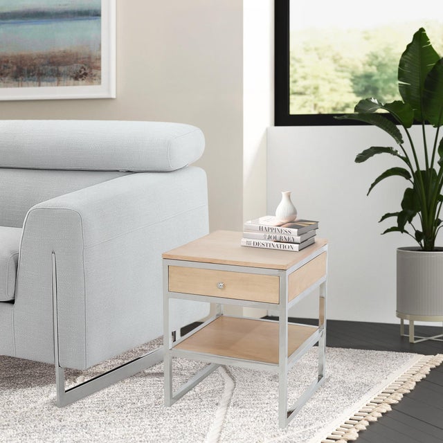 Modern Pasargad Home Haven Modern Side Table With Drawer For Sale - Image 3 of 4