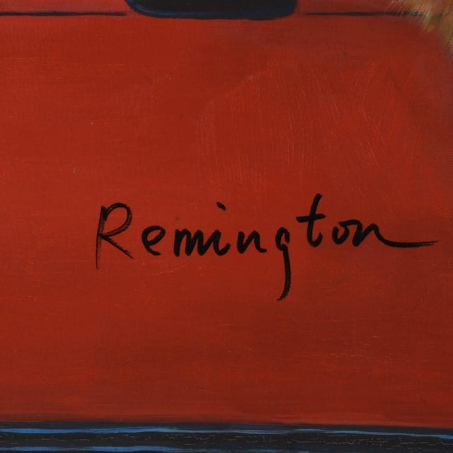 Framed Signed Remington "Canine Convertible Cruise" Oil Painting For Sale In Greensboro - Image 6 of 12