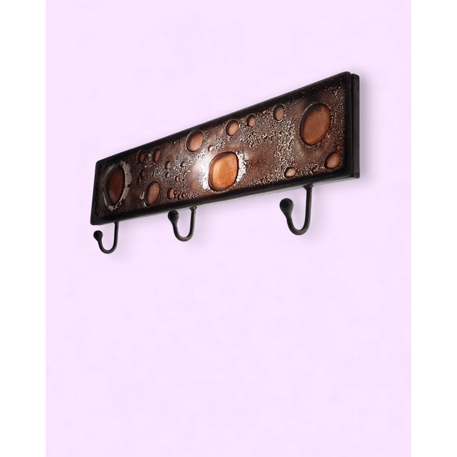 Early 21st Century Brutalist Wall Coat Rack in Fused Glass and Cast Iron, 2010s For Sale - Image 5 of 11