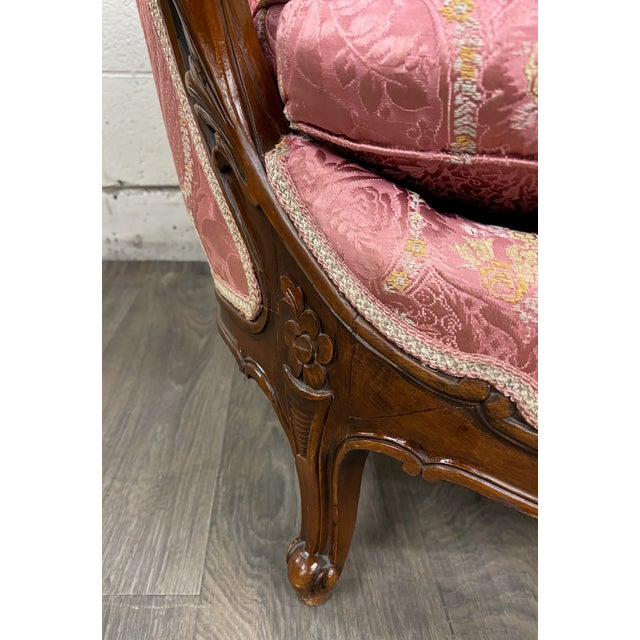 Antique Victorian Rococo Revival French Louis XV Carved Walnut Loveseat Settee For Sale - Image 10 of 16