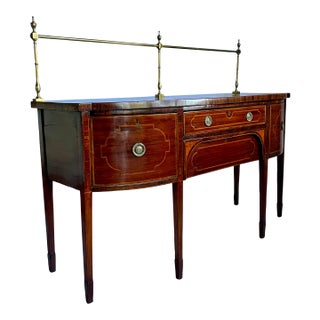 Antique Georgian Mahogany Sideboard Buffet With Brass Gallery For Sale