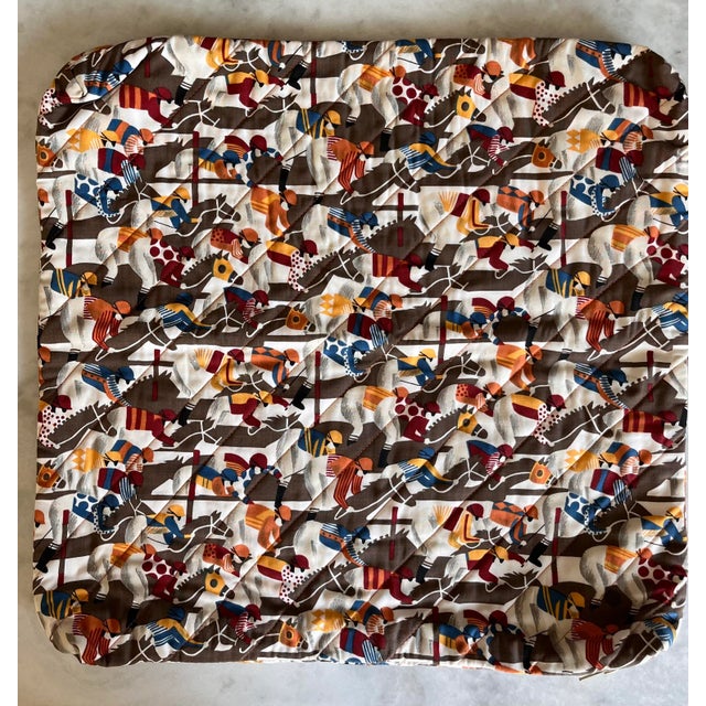 Mid-Century Modern Jockey and Horse Vintage Fabric Pillow Cover For Sale - Image 3 of 8