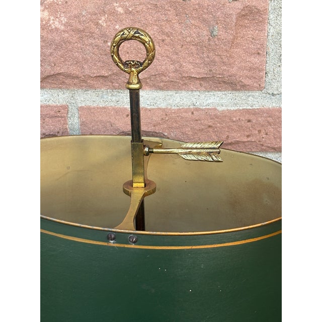 Gold Antique French Bouilette Brass Metal Shade Table Lamp, 1930s For Sale - Image 8 of 14