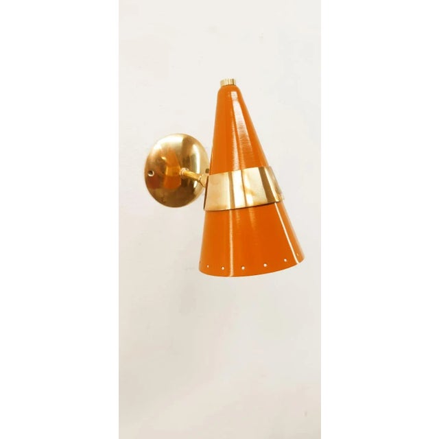 Orange & Gold Adjustable Cone Sconce For Sale - Image 4 of 9