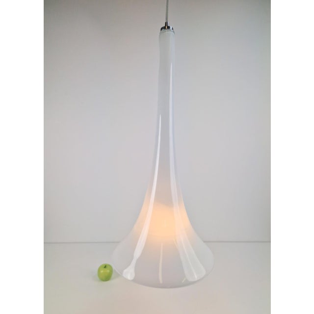 Metal Large Handmade Trumpet Glass Pendant Lamps by Jaslo Glass, 1980, Set of 2 For Sale - Image 7 of 13