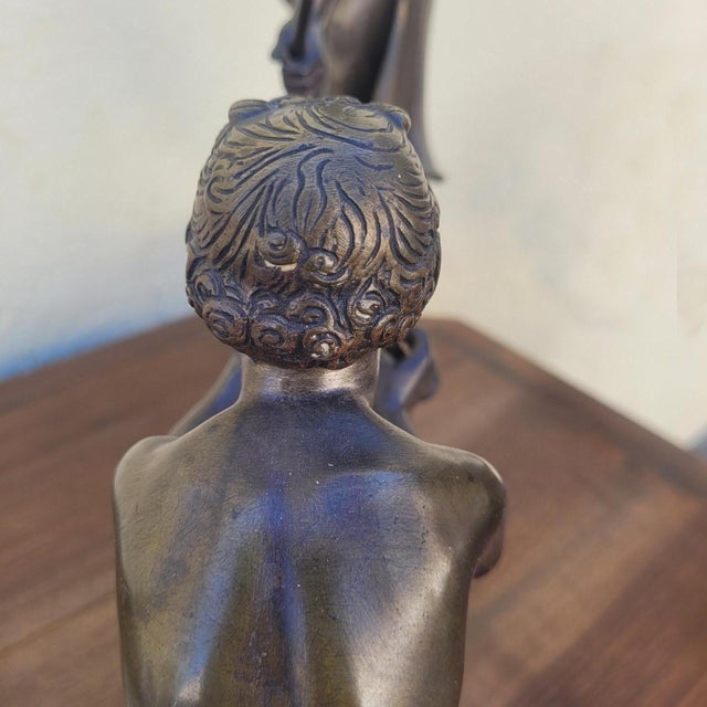 JD Guirande, Nude Dancer with Thyrsus, 20th Century, Bronze & Marble For Sale - Image 13 of 18