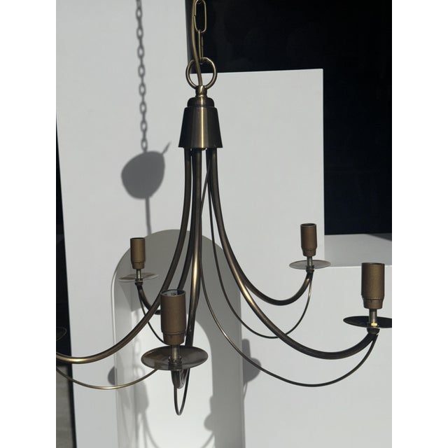Modern Five-Arm Metal Chandelier, 1980s For Sale - Image 14 of 18
