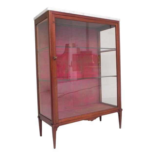 Mahogany Display Cabinet with Marble Top, 1920s For Sale