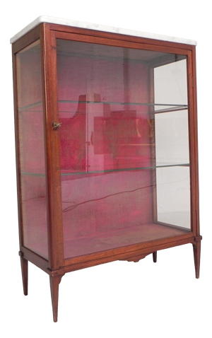 Mahogany Display Cabinet with Marble Top, 1920s
