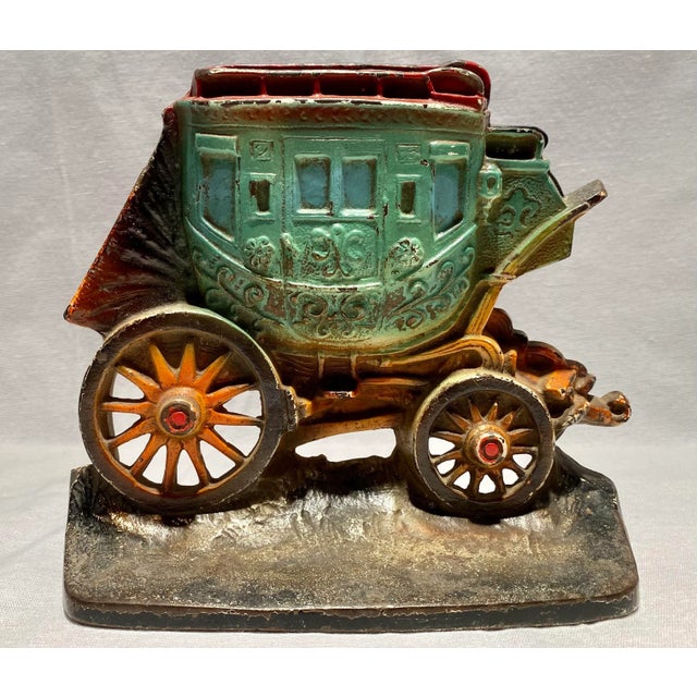 1930s 1930s Metal Western Stagecoach Door Stop With Original Paint- Made in Usa -1930 For Sale - Image 5 of 11