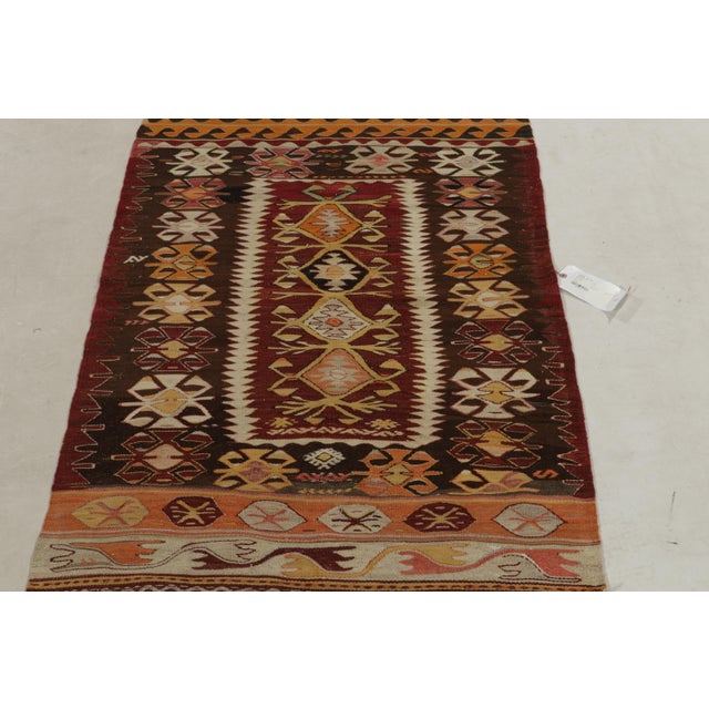 Tribal 1940s Vintage Konya Kilim in Red, Beige-Brown and Orange Tribal Pattern For Sale - Image 3 of 9