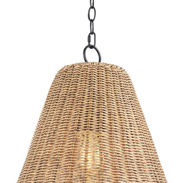 Regina Andrew Summer Scalloped Rattan Outdoor Pendant, Small For Sale - Image 4 of 8