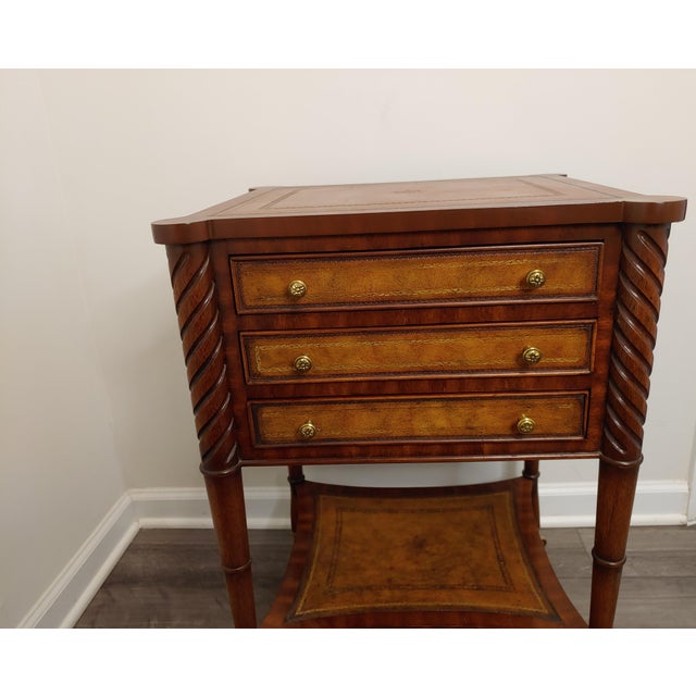 Traditional 1910s Attributed to Maitland Smith 3 Drawer End Table For Sale - Image 3 of 8
