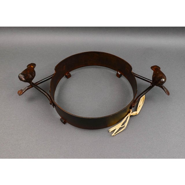Brown Jan Barboglio Hand Forged Iron Metal Bird Serving Dish Holder Tray Sculpture For Sale - Image 8 of 9