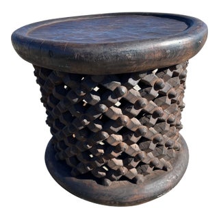 African Cameroon Handcrafted Black Coffee Table, 19.5 In. Wide For Sale