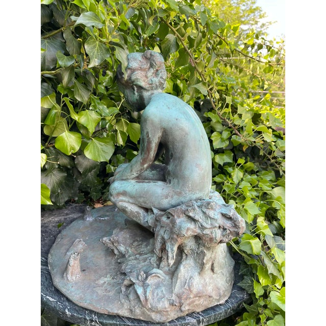 At the Water’s Edge (1914) by Edward Berge – Antique Bronze Sculpture (Roman Bronze Works) Fountain For Sale - Image 14 of 15