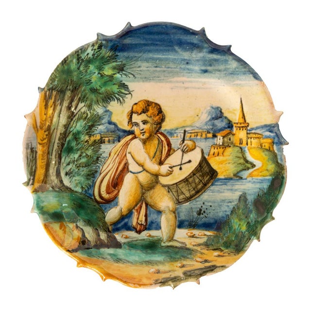 Antique 19th Century Pair Early Cantagalli Majolica Istoriato Plates Italy 1880 For Sale - Image 4 of 10