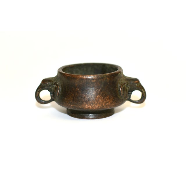 Brown Set of 4 Bronze Antique Mini Incense Burner Chinese Censer For Sale - Image 8 of 18