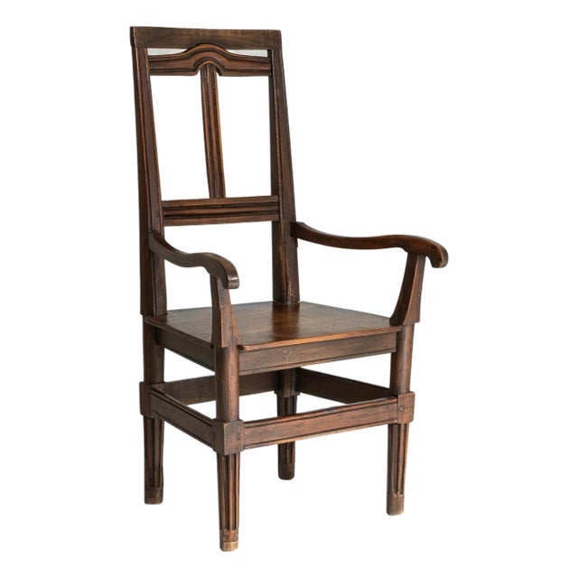 19th Century French Neoclassical Walnut Armchair For Sale