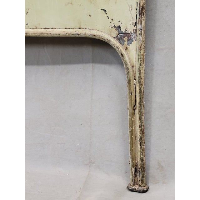 Antique French Art Nouveau Painted Iron and Brass Twin Headboard For Sale - Image 9 of 12