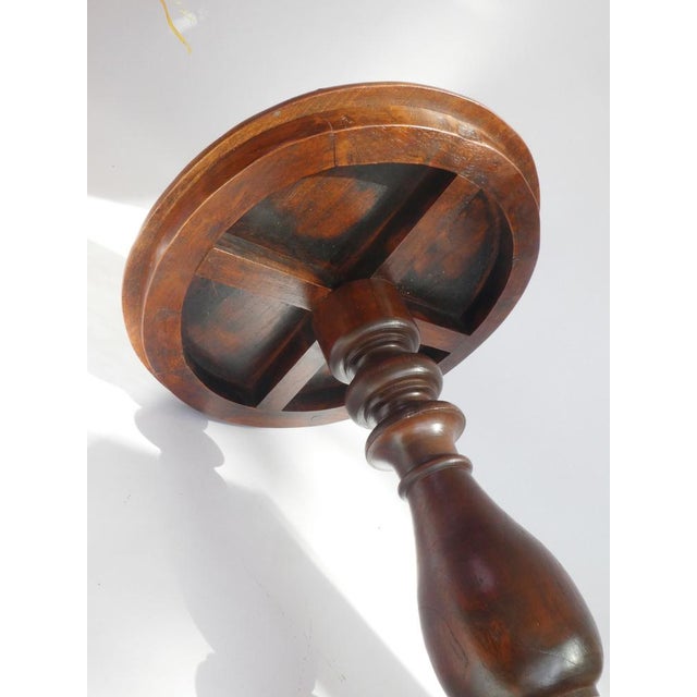 Vintage Victorian Round Side Table in Walnut, 1920s For Sale - Image 6 of 9